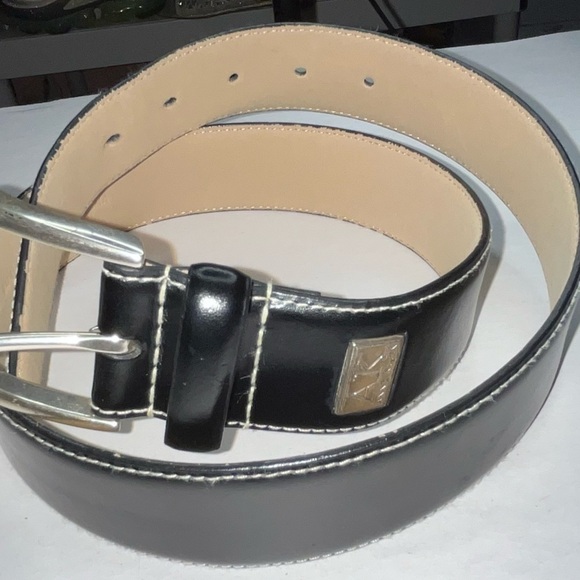 Anne Klein black silver leather vintage boho Y2K belt Size Small/Medium - Picture 3 of 15